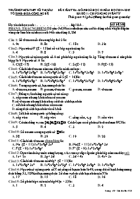 Đề kiểm tra số 1 môn Hóa học Lớp 10 - Mã đề 358 - Năm học 2014-2015 - Trường THCS - THPT Võ Thị Sáu